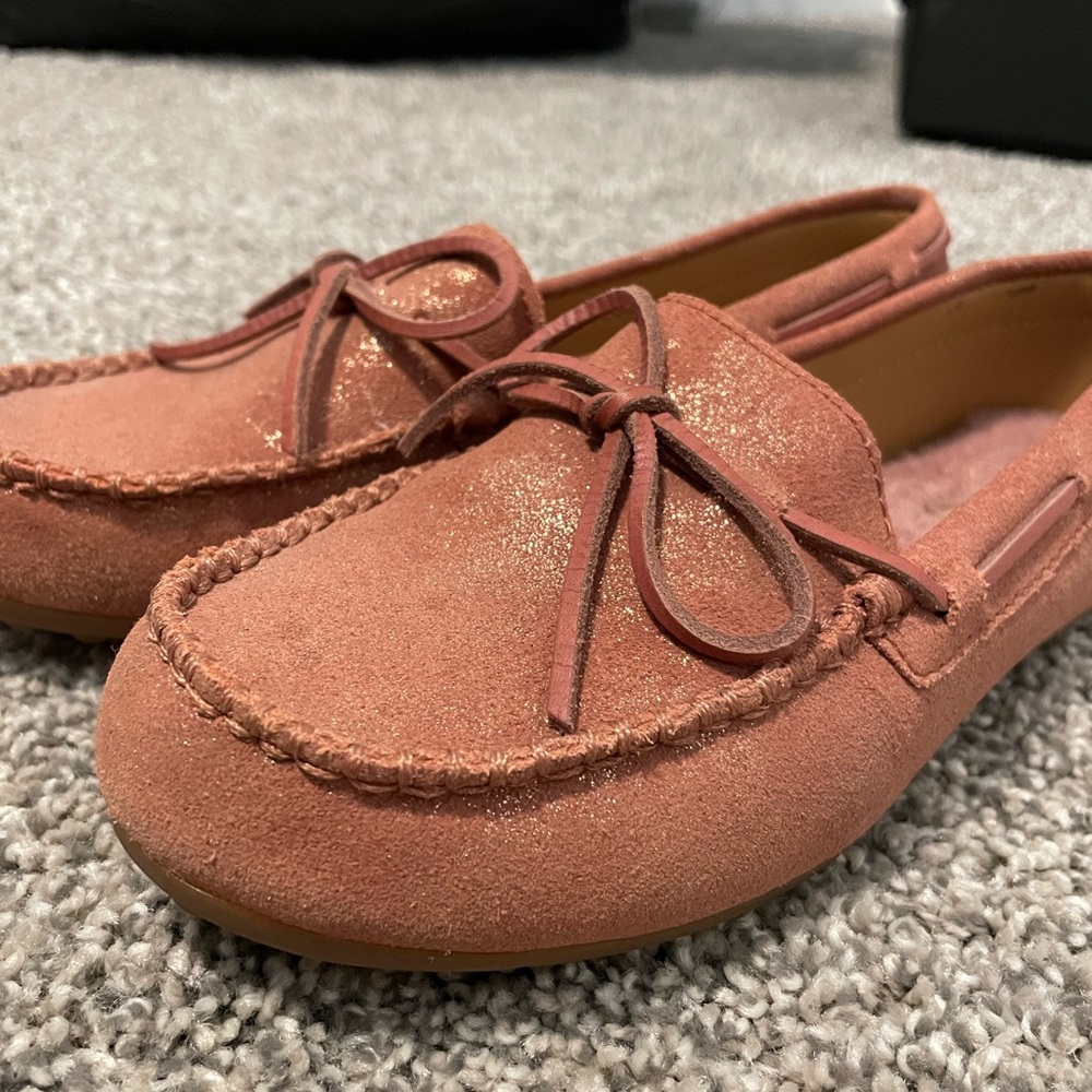 Ugg pink and gold moccasins size 6